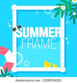 Watery Cool Summer Frame Illustration 
