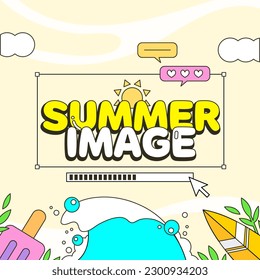 Watery Cool Summer Frame Illustration 