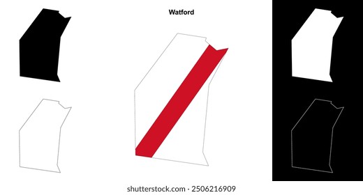 Watford blank outline map set