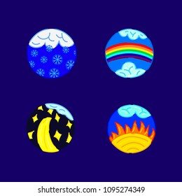 Wather Circle Icon Set. Vector Illustration