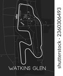 Watkins Glen Track Map for Poster Wall Art