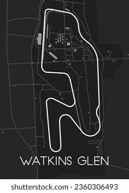 Watkins Glen Track Map for Poster Wall Art