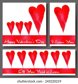 Watrcolor vector set of Valentine's Day card