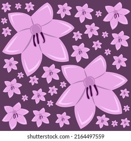 Watsonia flowers flat vector background. Cute watsonia flowers cartoon vector background for graphic design, illustration, and decorative element