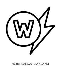 Wattage Icon Lineal Style Vector Illustration