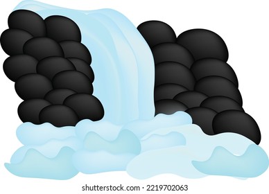 watterfall in stone hill black stone illustration blue river water waterfall company logo scenery blue vibes simple