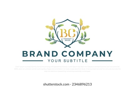 wattle logo with shield shape in badge emblem style