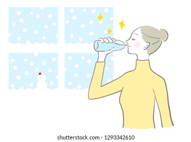 watwe drinks woman winter