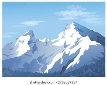 Watzmann Mountain landscape in Germany (Bavaria). Vector art illustration