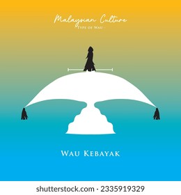 Wau Kebayak vector. Wau is Malaysian traditional kite.