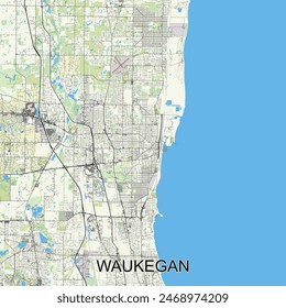 Waukegan, Illinois, United States map poster art