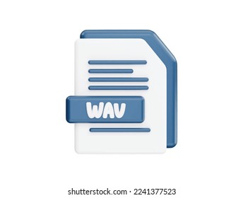 Wav file with 3d vector icon cartoon minimal style