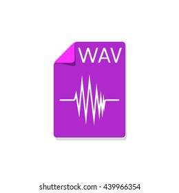 WAV file extension flat design icon, vector illustration isolated on white background