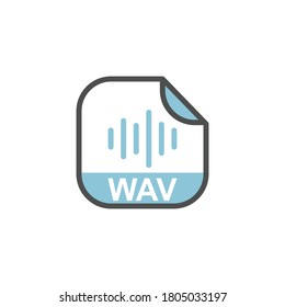 WAV File Extension, Rounded Square Icon with Symbol - Format Extension Icon Vector Illustration.