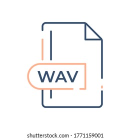 WAV File Format Icon. WAV extension line icon.