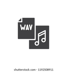 Wav file format vector icon. filled flat sign for mobile concept and web design. Music file document simple solid icon. Symbol, logo illustration. Pixel perfect vector graphics