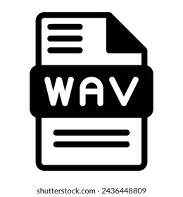 Wav file icon. Audio format symbol Solid icons, Vector illustration. can be used for website interfaces, mobile applications and software