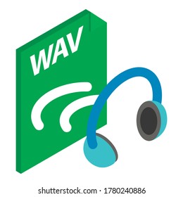 Wav file icon. Isometric illustration of wav file vector icon for web