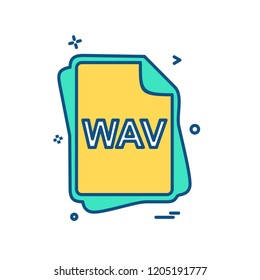 WAV file type icon design vector