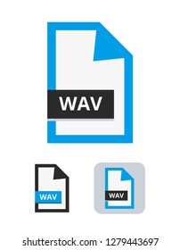 wav file vector icon. Symbol of WAV – waveform audio file format for digital audio riff files. Symbol is isolated on a white background.