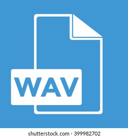 Wav icon on blue background.