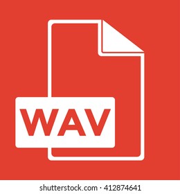 Wav icon on red background.