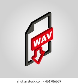 The WAV icon.3D isometric file audio format symbol. Flat Vector illustration