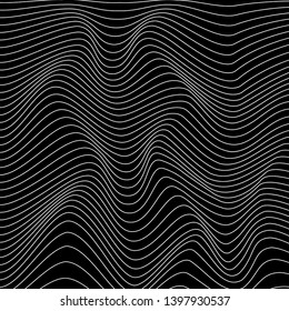 Wav  linear texture. An abstract relief background with optical illusion of distortion. Vector illustration.
