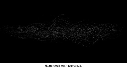 Wave 3d. Abstract digital wave particle in dark background. Big data