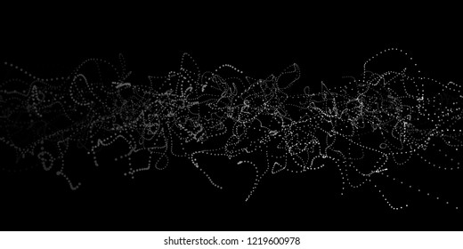Wave 3d. Abstract wave dots in dark background. Big data. Technology vector background