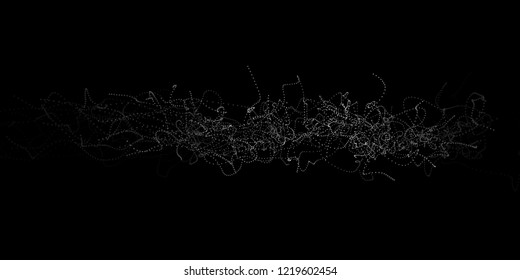 Wave 3d. Abstract wave dots in dark background. Big data. Technology vector background