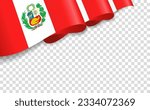 Wave 3d flag of Peru isolated on transparent background. Patriotic national Peruvian flag. Vector illustration