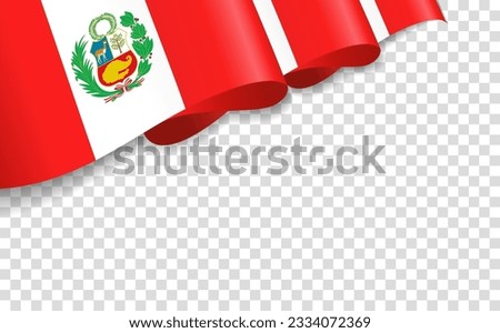 Wave 3d flag of Peru isolated on transparent background. Patriotic national Peruvian flag. Vector illustration