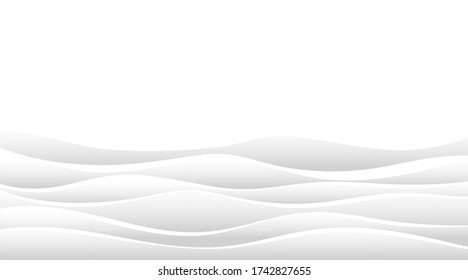 Wave 3d light gray and white gradient lines layer curve modern smooth abstract background vector illustration and free space for text