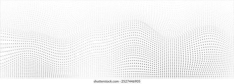 Wave 3d. Wave of particles. Futuristic point wave. Design for poster. Technology vector background. Vector illustration.