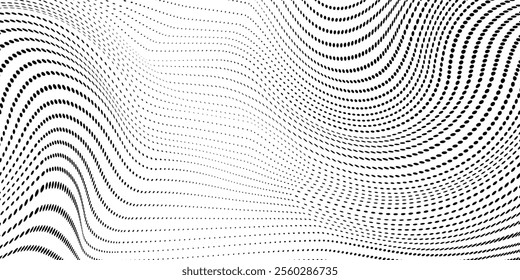 Wave 3d. Wave of particles. Futuristic point wave. Design for poster. Technology vector background.