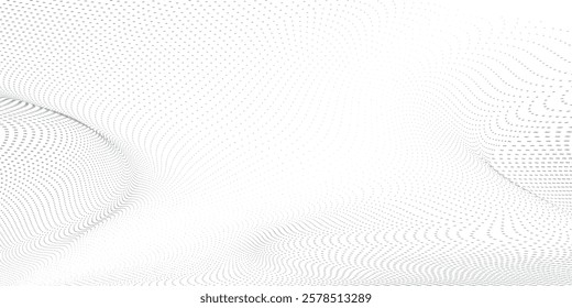Wave 3d. Wave of particles. Futuristic point wave. Design for poster. Technology vector background. 