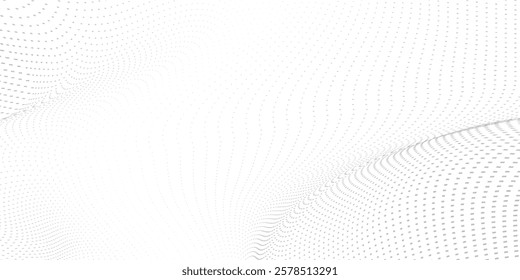 Wave 3d. Wave of particles. Futuristic point wave. Design for poster. Technology vector background. 