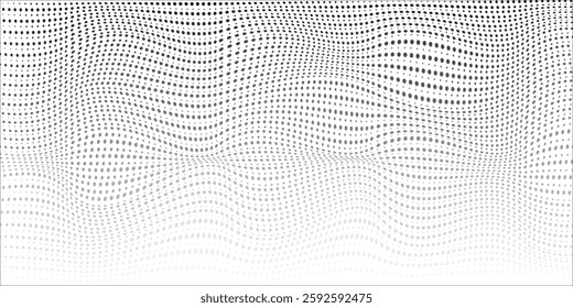 Wave 3d. Wave of particles. Futuristic point wave. Design for poster. Technology vector background. vector