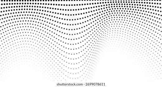 Onda 3d. Onda de partículas. Onda pontual futurista. Design para pôster. Fundo do vetor de tecnologia. Ilustração vetorial