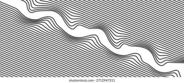 Onda 3d. Onda de partículas. Onda puntual futurista. Diseño para cartel. Fondo de Vector de Tecnología. moderno.