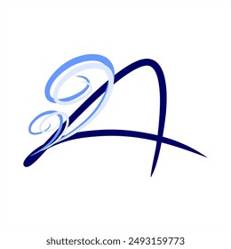 Wave. ABC with a wave. An image with a nautical mood. Minimalism. Beautiful letters. Line drawing. Summer, sea. Series of letters A-Z. Line drawing. logo design initial A combined with a wave.