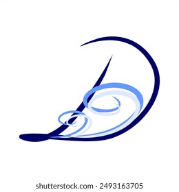 Wave. ABC with a wave. An image with a nautical mood. Minimalism. Beautiful letters. Line drawing. Summer, sea. Series of letters A-Z. Line drawing. logo design initial D combined with a wave.