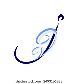 Onda. ABC. Yo con una ola. Una Imagen con un sentimiento náutico. Minimalismo. Hermosas cartas. Dibujo de líneas. Verano, mar. Serie de letras A-Z. Dibujo en línea. Diseño de logotipo inicial que combiné con una onda.