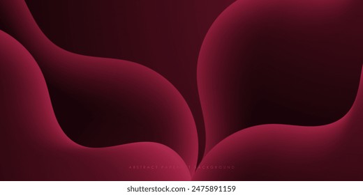 Wave abstract 3d background with dark red gradient color on background. Papercut design background. Eps10 vector