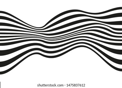 Wave abstract background. Black and white curved line stripe. 