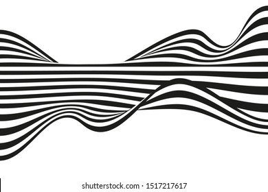 Wave abstract background. Black and white curved line stripe. 