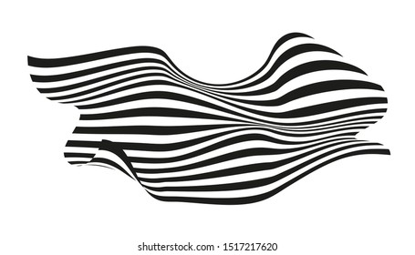 Wave abstract background. Black and white curved line stripe. 