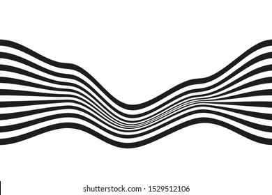 Wave abstract background. Black and white curved line stripe. 