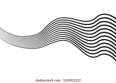 Wave abstract background. Black and white curved line stripe. 